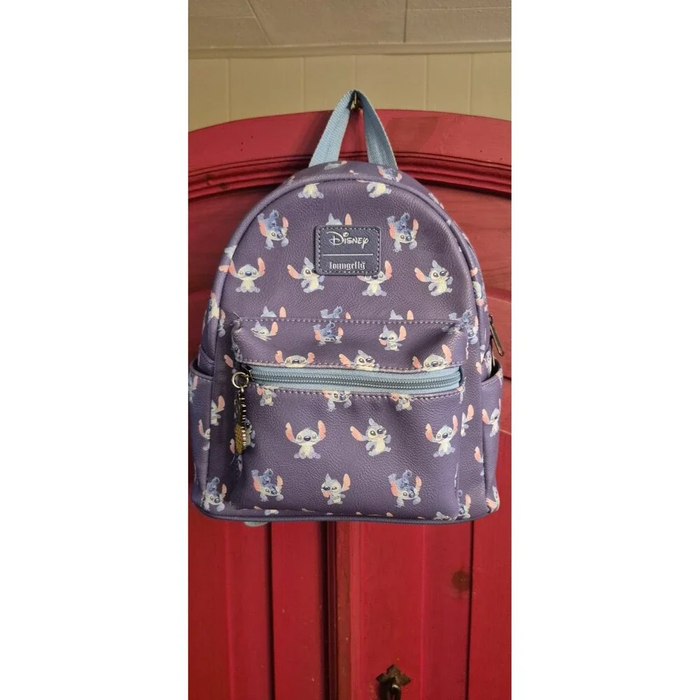 Loungefly Disney Lilo And Stitch Poses Purple And Blue Mini Backpack Lightly Use